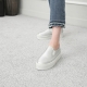 Women's Thick Platform Side Wrinkle Slip On Silver Loafer Sneakers﻿﻿ shoes