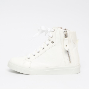 Women's White Increase Height Hidden Wedge Insole High Top Shoes﻿﻿