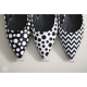 Women's Pointed Toe Polka Dot Belt Strap Block Low Heel Slingback Pumps Shoes