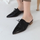 Women's Pointed Toe Lace Up Comfort Block Heel Oxford Slide Mule Shoes