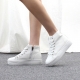 Women's White Cap Toe Thick Platform Increase Height Hidden Wedge Insole High Top Shoes﻿