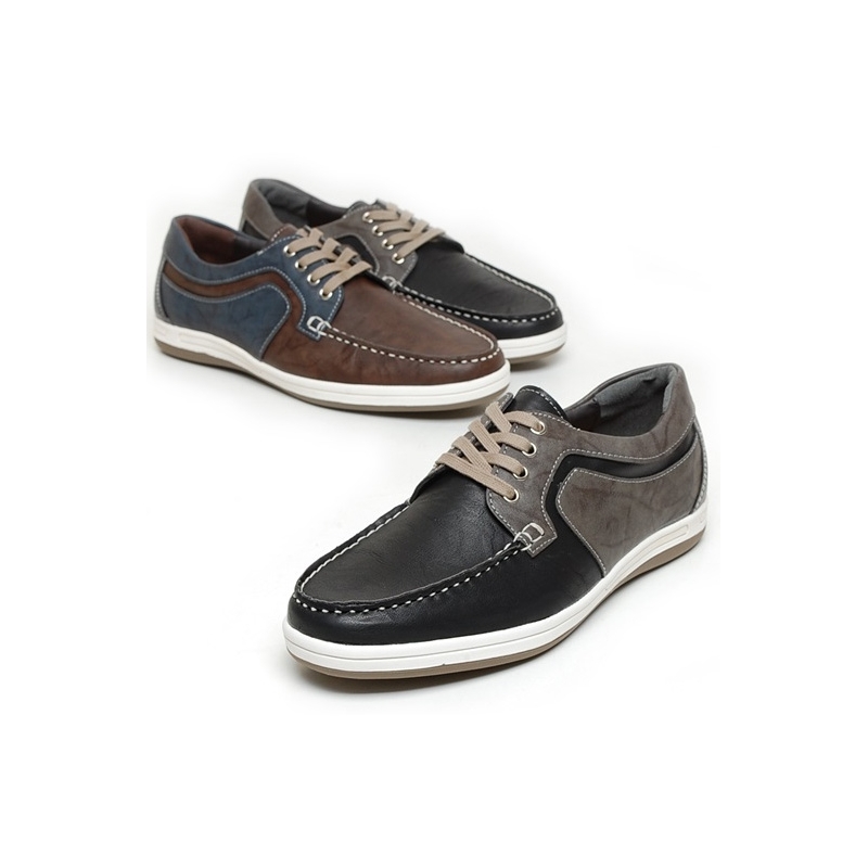 Men's Round Toe Two Tone Lace Up Casual Shoes