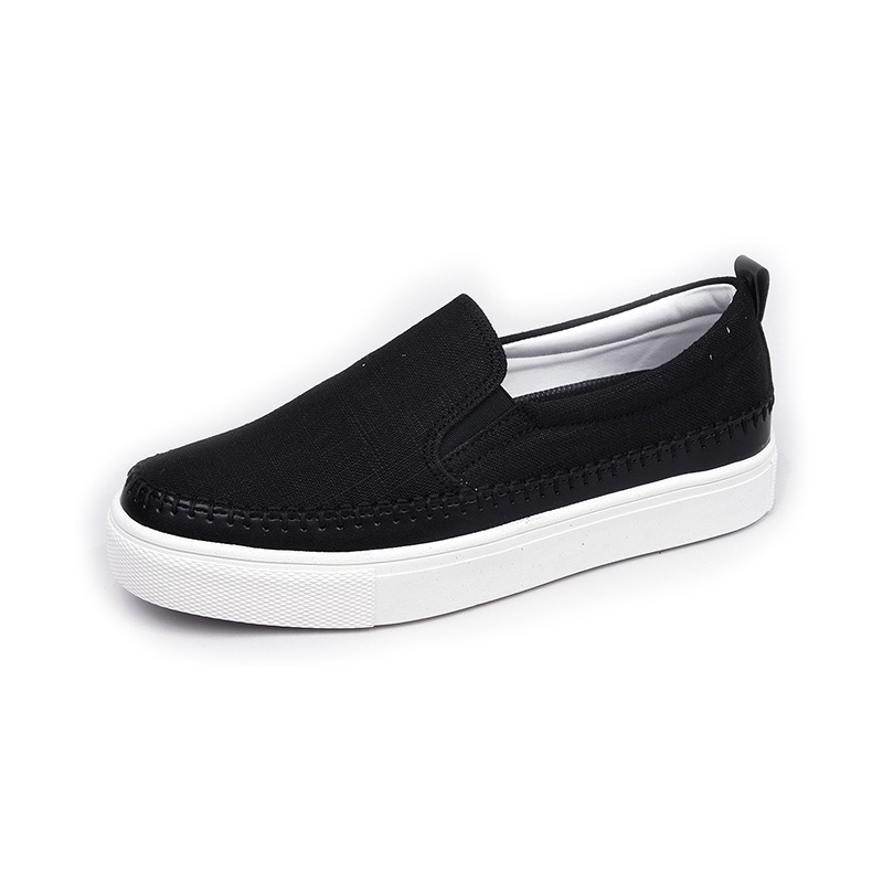Men's White Platform Slip On Fabric Loafer Sneakers