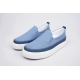 Men's White Platform Slip On Blue Fabric Loafer Sneakers
