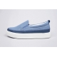 Men's White Platform Slip On Blue Fabric Loafer Sneakers