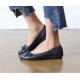 Women's Hand Made Navy Scale Leather Ballet Flat Shoes