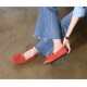 Women's Orange Double Layer Fringe Tassel Low Heel Loafer Shoes