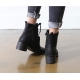 Women's Cap Toe Side Zip Comfort Chunky Block Med Heel Ankle Boots