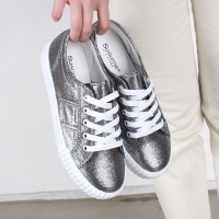 Women's Glitter Gray White Platform Low Top Fashion Sneakers Shoes
