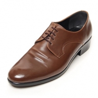 Men's Plain Toe Wrinkle Synthetic Leather Open Lacing Brown Dress Oxfords Big Size Shoes