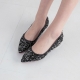 Women's Pointed Toe Glitter ﻿Jewel Block Low Heel Shoes