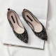 Women's Pointed Toe Glitter ﻿Jewel Block Low Heel Shoes