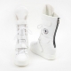 Women's Cap Toe Triple  Strap Inner Fur Increase Height Hidden Wedge Insole Back Zip White Mid-Calf Boots