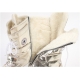 Women's Glitter Gold Triple Velcro Strap Inner Fur Increase Height Hidden Wedge Insole Back Zip Mid-Calf Boots