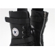 Women's Cap Toe Triple Velcro Strap Increase Height Hidden Wedge Insole Back Zip Mid-Calf Boots
