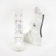 Women's Cap Toe Triple Strap Increase Height Hidden Wedge Insole Back Zip White Mid-Calf Boots