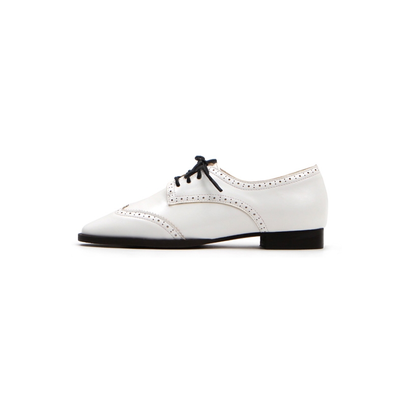 ﻿Women's White Square Toe Wing Tip Brogue Oxford Shoes