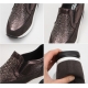Women's Glitter Jewel Decoration Hidden Wedge Insole Gray Sneakers