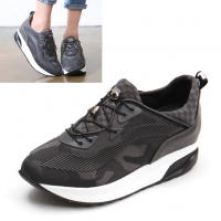 ﻿Women's Two Tone Lace Up Gray Fashion Sneakers