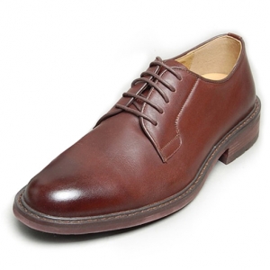Men's Round Toe Dark-Brown Open Lacing Dress Oxford Shoes