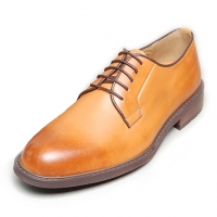 Men's Formal Round Toe Light Brown Leather  Lace Up Dress Oxford Shoes