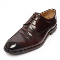 Men's Round Toe Two Tone Brown Leather Double Wrinkle Formal Comfort Open Lacing Dress Oxford Shoes