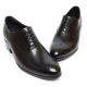 Men's Round Toe Black Leather Height Increasing Hidden Insole High Heel Dress Oxford Shoes