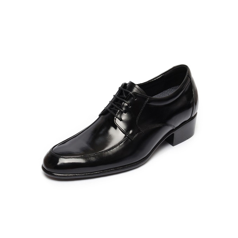 Men's Round Apron Toe Height Increasing High Heel Dress Oxford Shoes