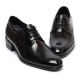 Men's Round Apron Toe Black Leather Height Increasing Hidden Insole High Heel Dress Oxford Shoes