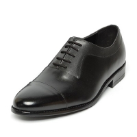 Men's Cap Toe Black Leather Rubber Outsole Formal Closed Lacing Dress Oxfords Shoes