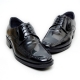 Men's Classic Apron Toe Black Leather Formal Stitch Double Wrinkle Comfort Open Lacing Dress Oxfords Shoes