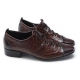 Men's Cap Toe Wrinkle Brown Leather Eyelet Lace Up Casual Oxfords Shoes