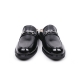 Men's Apron Toe Horse Bit Black Synthetic Leather Slip on Comfort Loafer Slider Mules Shoes