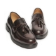 Men's Apron Toe U Line Stitch Brown Synthetic Leather Tassel Loafers Shoes