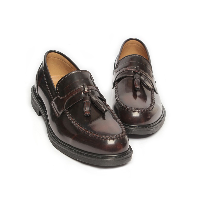 Men's Apron Toe Brown Synthetic Leather Tassel Loafers Shoes