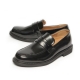 Men's Apron Toe U Line Stitch Black Synthetic Leather Penny Loafers Shoes