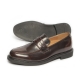 Men's Apron Toe U Line Stitch Brown Synthetic Leather Penny Loafers Shoes