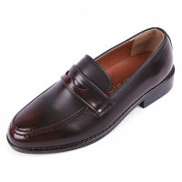 Men's Apron Toe Formal Brown Synthetic Leather Penny Loafers Dress Shoes