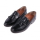 Men's Apron Toe Formal Black Synthetic Leather Tassel Loafers Dress Shoes