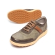 Men's Round Toe Khaki Leather Rubber Outsole Platform Heel Lace Up Outdoor Golf Casual Shoes