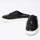 Men's Round Toe Black Synthetic Leather White Platform Slip On Slider Loafers Mules Shoes