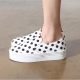 Women's White High Thick Platform Wedge Heel Dot Pattern Fashion Sneakers Shoes