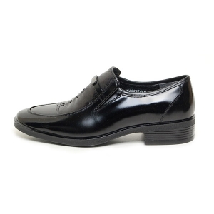 Men's Classic Flat Apron Toe Two Tone Wrinkle Black Leather Loafers Dress Shoes