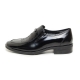Men's Flat Apron Toe Two Tone Wrinkle Black Letter Loafers Dress Shoes