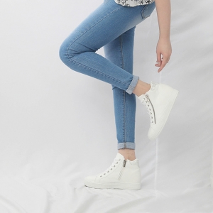 Women's Hidden Wedge Insole High Top White﻿ Fashion Sneakers Shoes