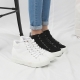 Women's Hidden Wedge Insole High Top White Fabric Fashion Sneakers