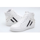 Women's Star Stud Zip Platform High Top White Sneakers Shoes﻿﻿﻿﻿