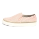 Women's round toe Pink leather punching slip on shoes