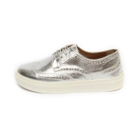 Women's Wing Tip Glitter Silver Synthetic Leather Low Top Fashion Sneakers Shoes﻿﻿