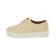Women's Wing Tip Beige Synthetic Leather Low Top Fashion Sneakers Shoes﻿﻿